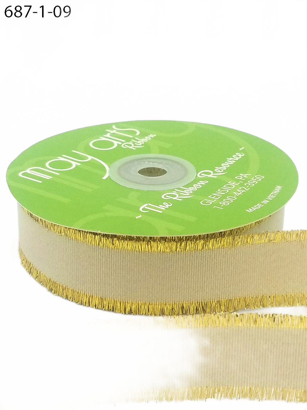1″ Fringe Metallic Ivory/Gold Grosgrain Ribbon