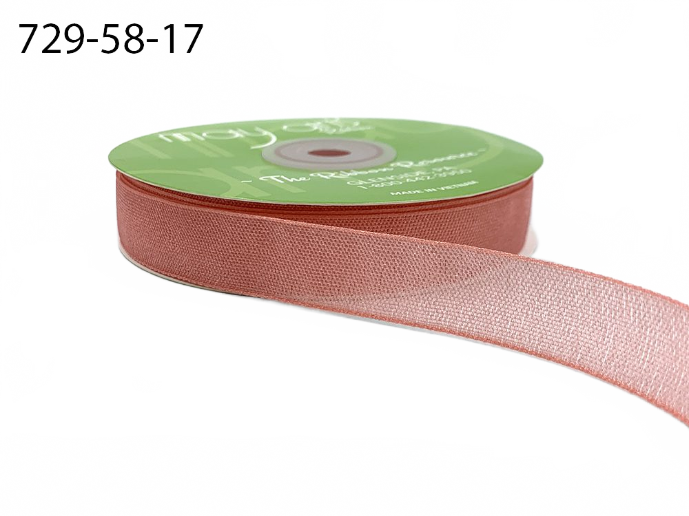 ~5/8 Inch Semi-Sheer Shimmer Woven Pink Ribbon