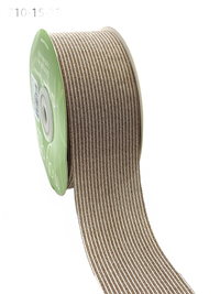 1.5 Inch Striped Washed Brown Linen Ribbon