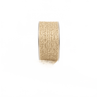 1.5 Inch Wired Textured Net Champagne Ribbon