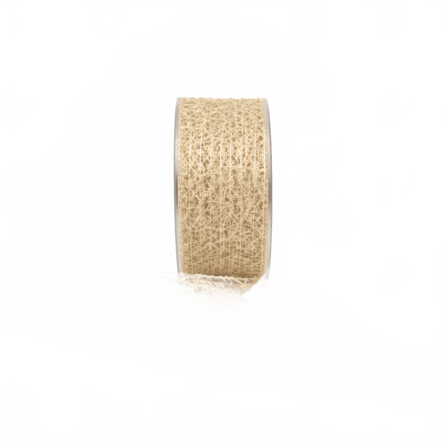 1.5 Inch Wired Textured Net Champagne Ribbon