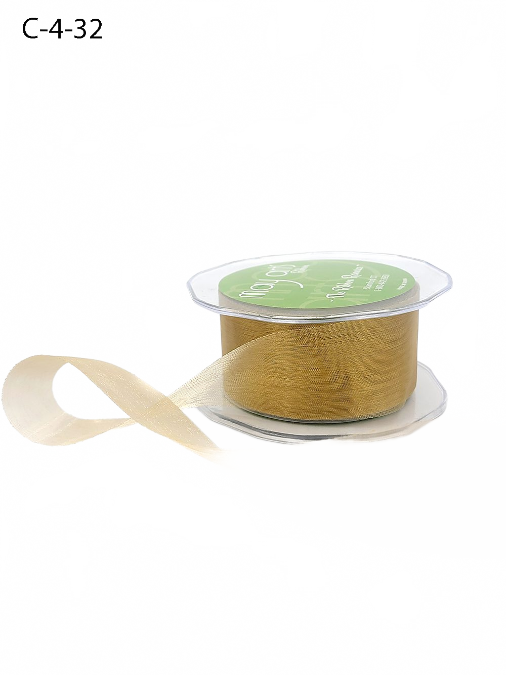 1.5 Inch Soft Shimmer Antique Gold Sheer Ribbon With Cut Edge