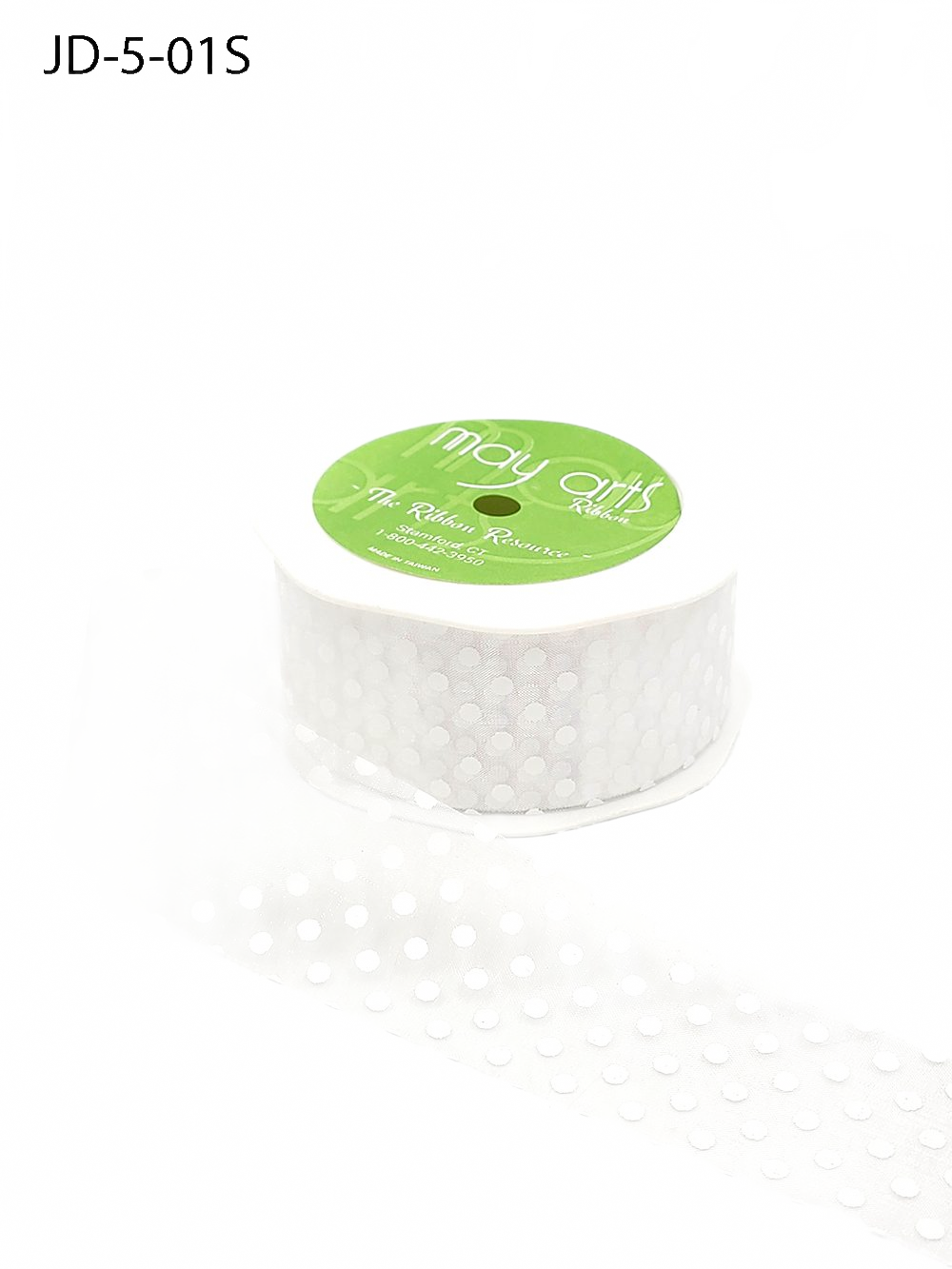 1.5 Inch White Sheer Dots Ribbon