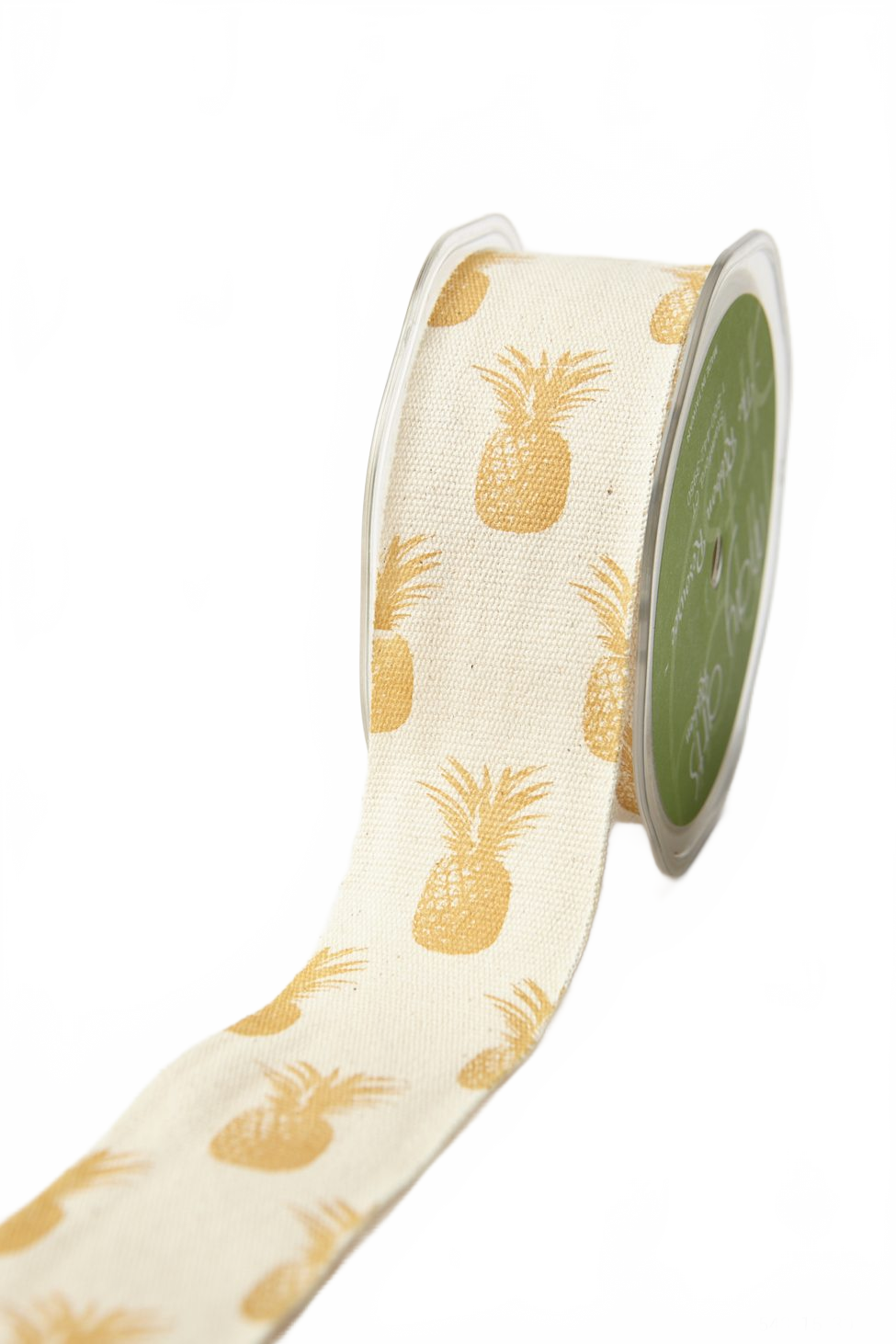 1.5 Inch Gold Pineapples Cotton Pineapple Print Ribbon With Woven Edge