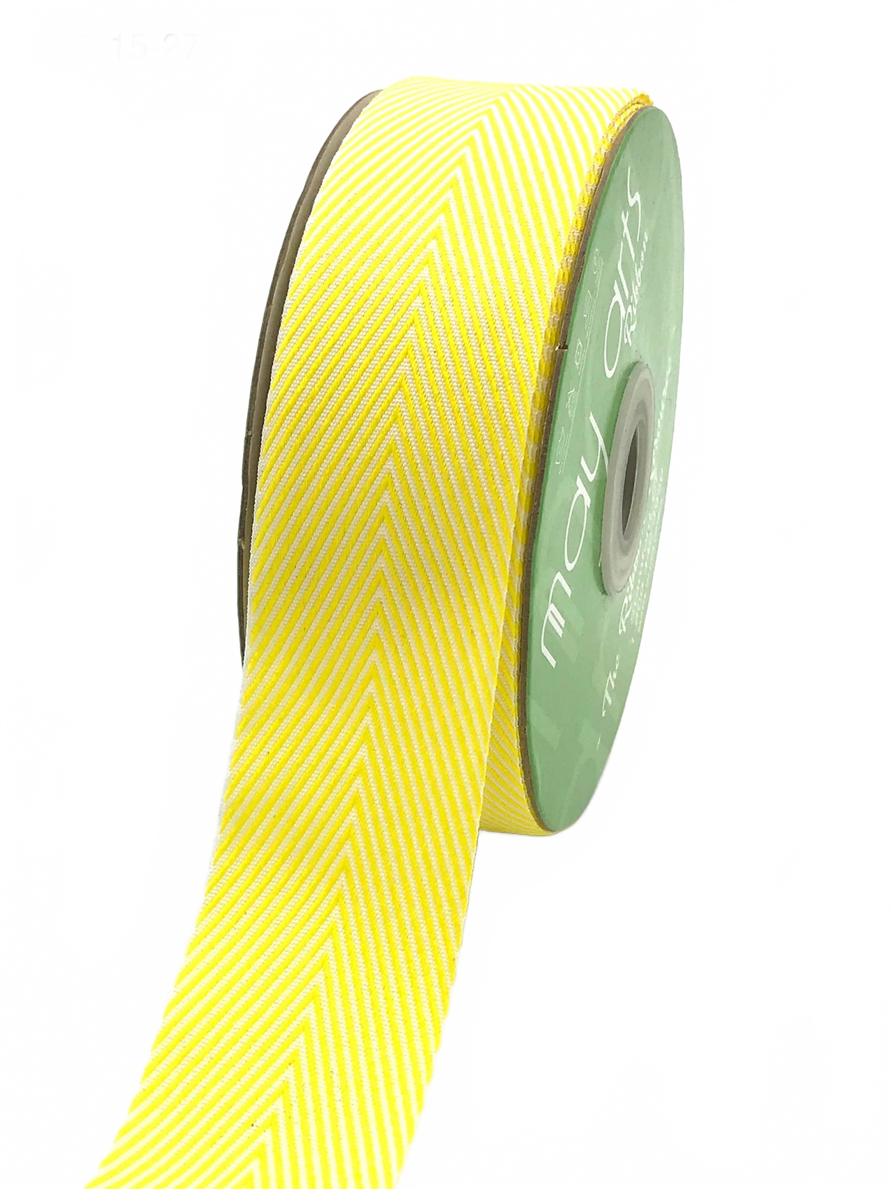 1.5 Inch Yellow Twill Chevron Stripe Ribbon With Woven Edge