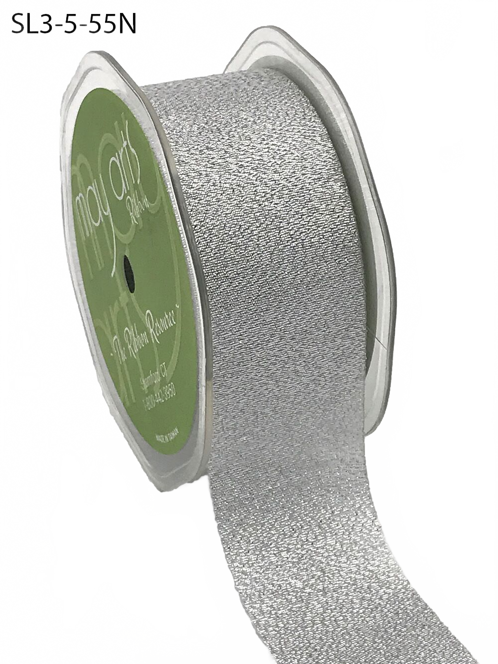 1.5 Inch Woven Metallic Silver Ribbon
