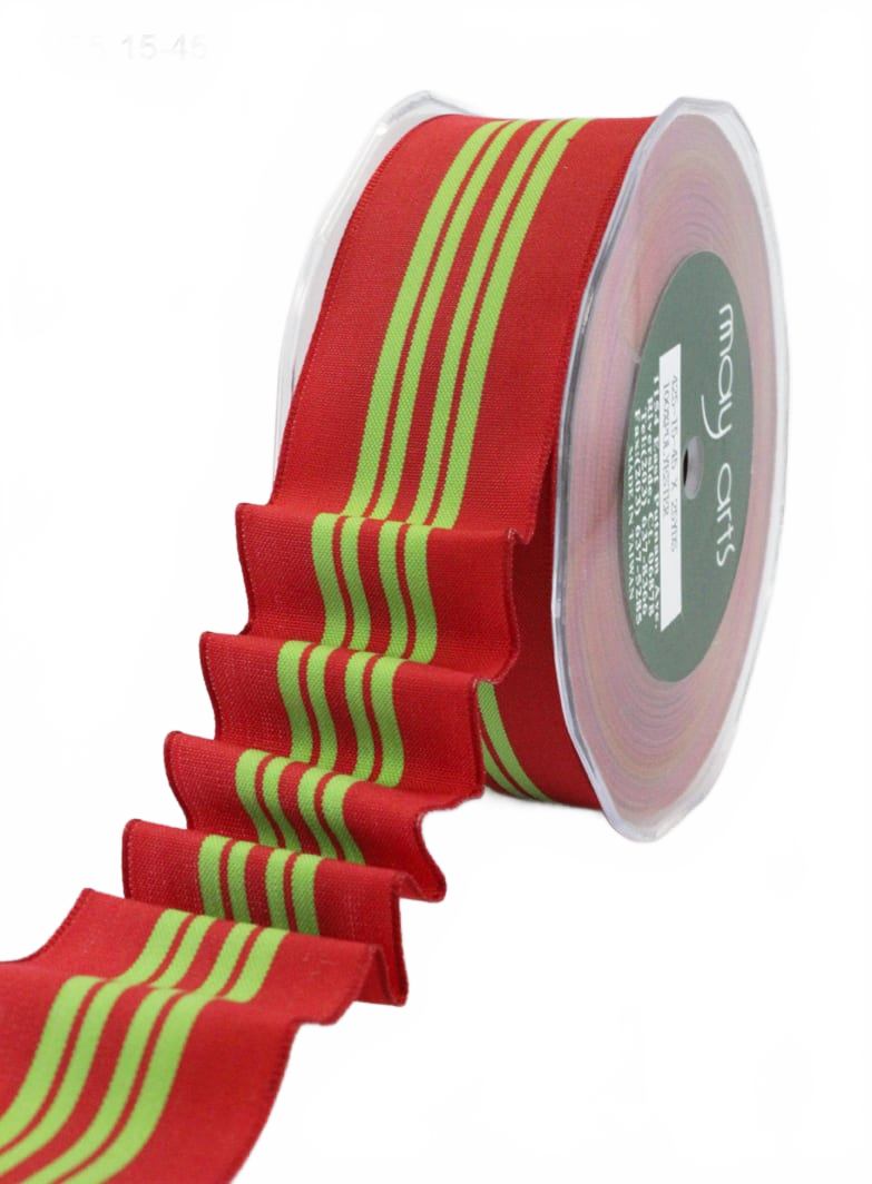 1.5 Inch Holiday Four Stripes Ribbon With Wired Edge