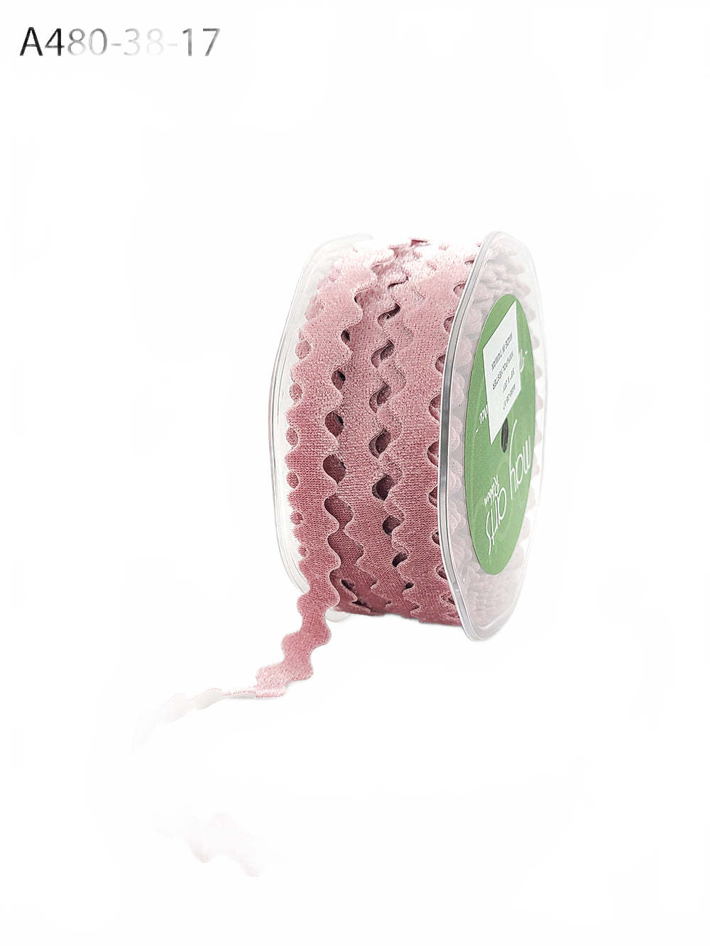 3/8 Inch Adhesive Pink Velvet Ric Rac Ribbon With Cut Sealed Edge
