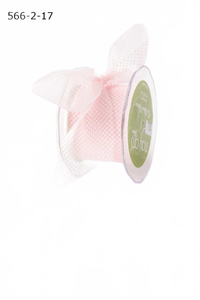2 Inch Shimmer Pink/White Sheer Mini White Dot Ribbon With Cut Edge