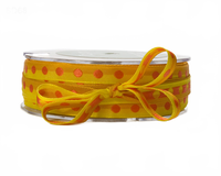 3/8 Inch Solid Center Dot Yellow/Light Orange/Orange Dots Ribbon
