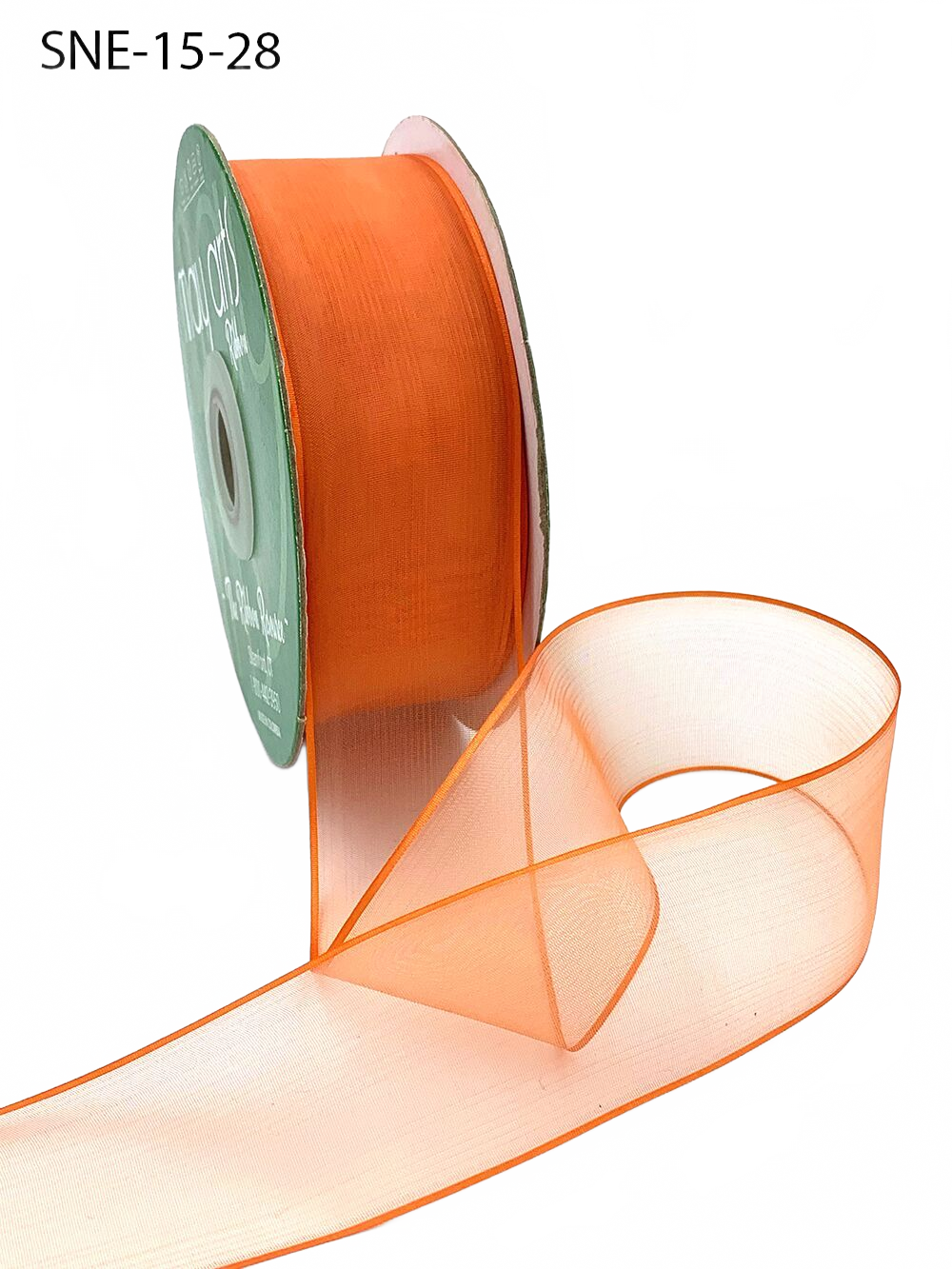 1.5 Inch Soft Orange Sheer Ribbon With Thin Solid Edge