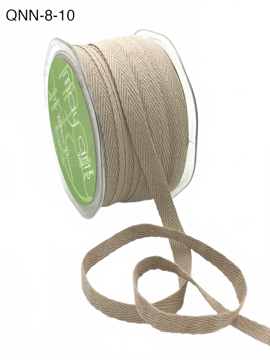3/8 Inch 100% Cotton Classic Medium Weight Natural Twill Ribbon With Woven Edge