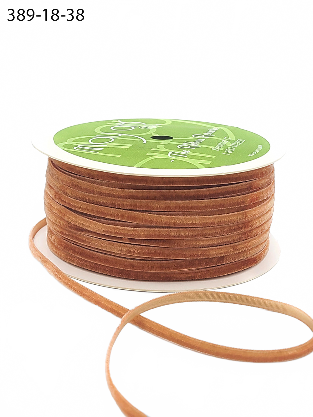 1/8 Inch Burnt Orange Velvet String Cord Ribbon With Woven Edge