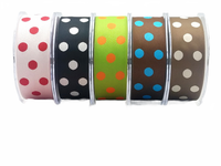 1.5 Inch Two-Color Reversible Dots Ribbon With Woven Edge