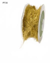 1 Inch Gold Metallic Feather Eyelash Wired String Cord Ribbon