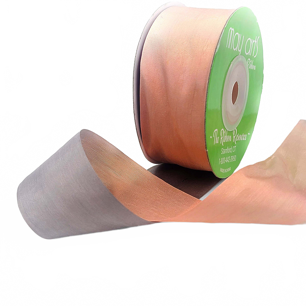 1.25 Inch 100% Hand-Dyed Variegated (Multi-Color) Grey/Taupe Silk Ribbon With Woven Edge