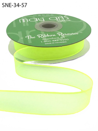 ~3/4 Inch Soft Neon Yellow Sheer Ribbon With Thin Solid Edge