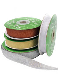 3/4 Inch Rough Metallic Ribbon With Woven Edge