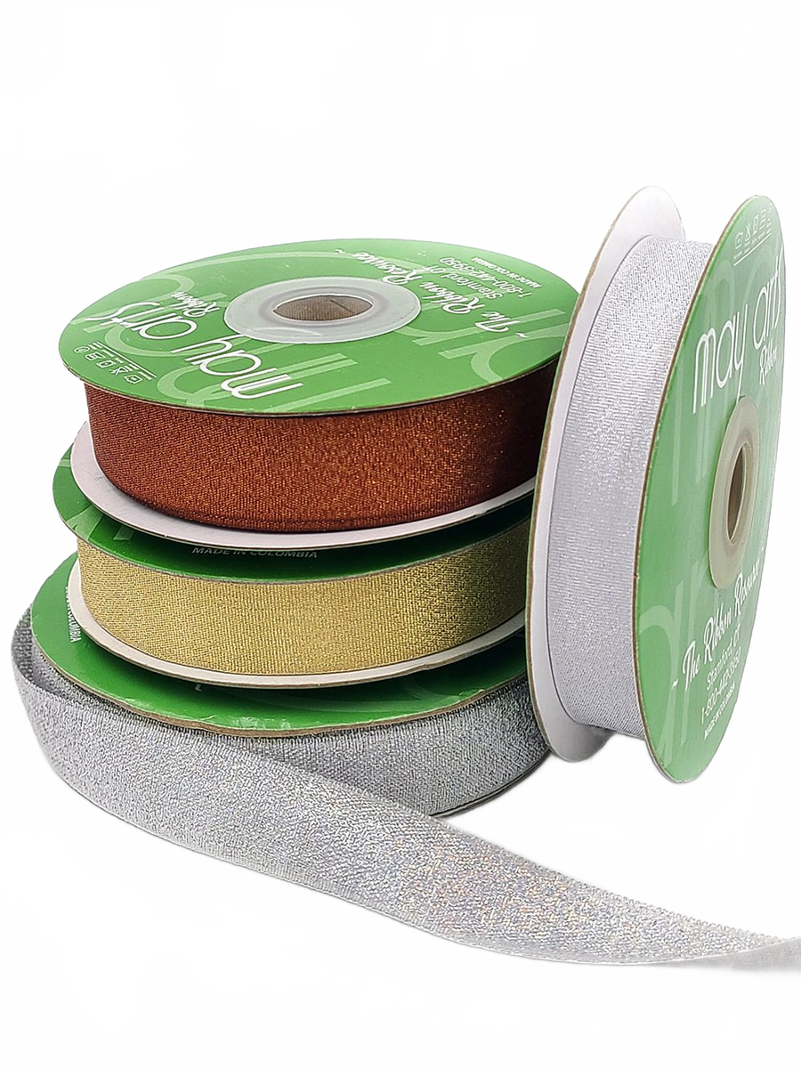 3/4 Inch Rough Metallic Ribbon With Woven Edge