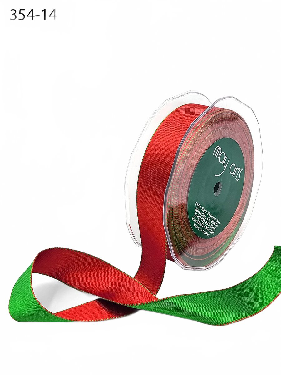 1 Inch Satin Reversible Ribbon With Woven Stitched Edge
