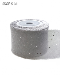 1.25 Inch Mini Metallic Dot Grey/Silver Silk Georgette Ribbon