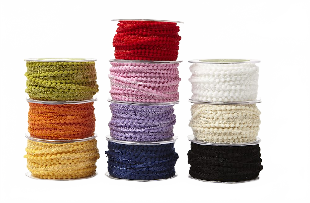 3/8 Inch Mini Pom Pom Yellow Ribbon