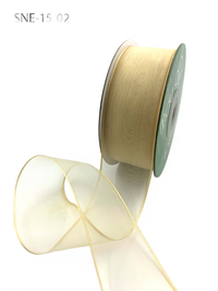 1.5 Inch Soft Champagne Sheer Ribbon With Thin Solid Edge