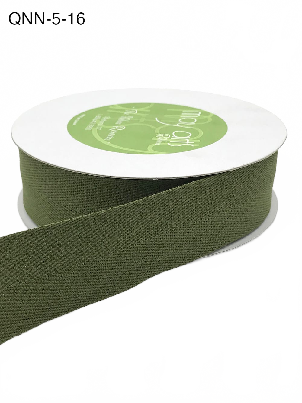 1.5 Inch 100% Cotton Classic Medium Weight Olive Twill Ribbon With Woven Edge