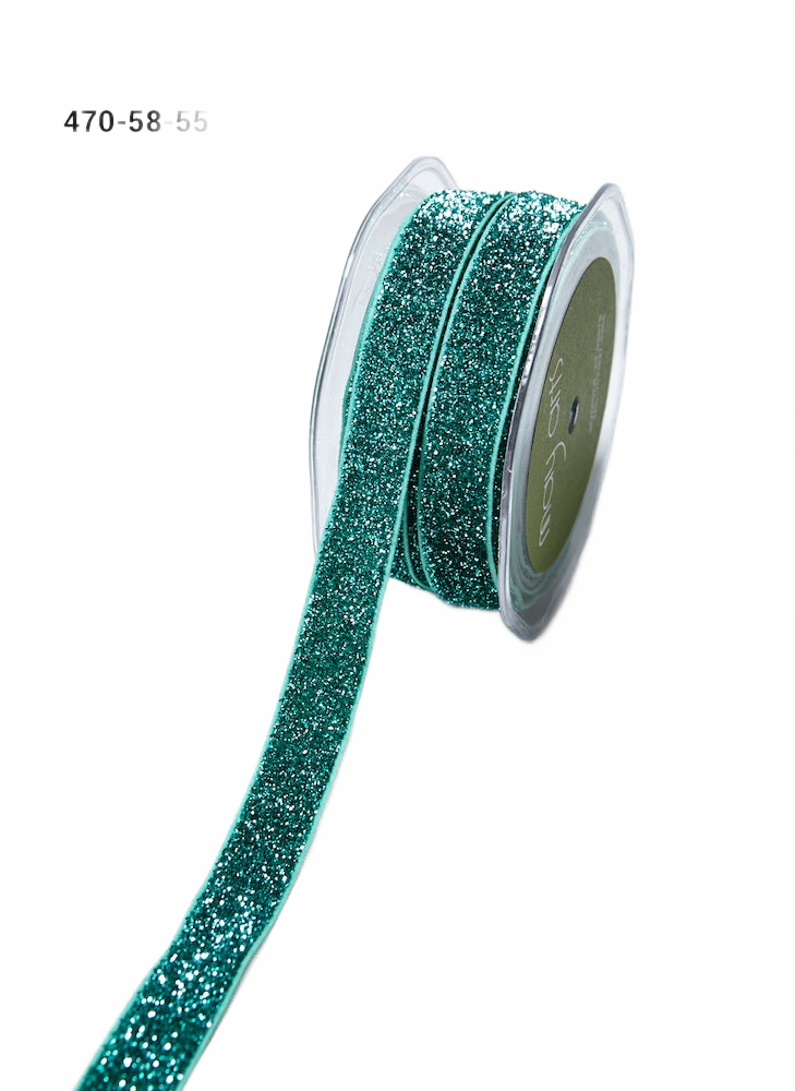 5/8 Inch Bonded Glitter Flat Band Elastic Emerald Green