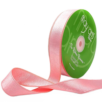 1 Inch Double Sided Sleek Ripple Tape Pink Ribbon With Woven Edge