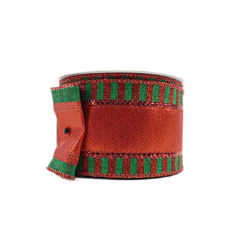 Ribbon 2.5" Metallic Red And Emerald