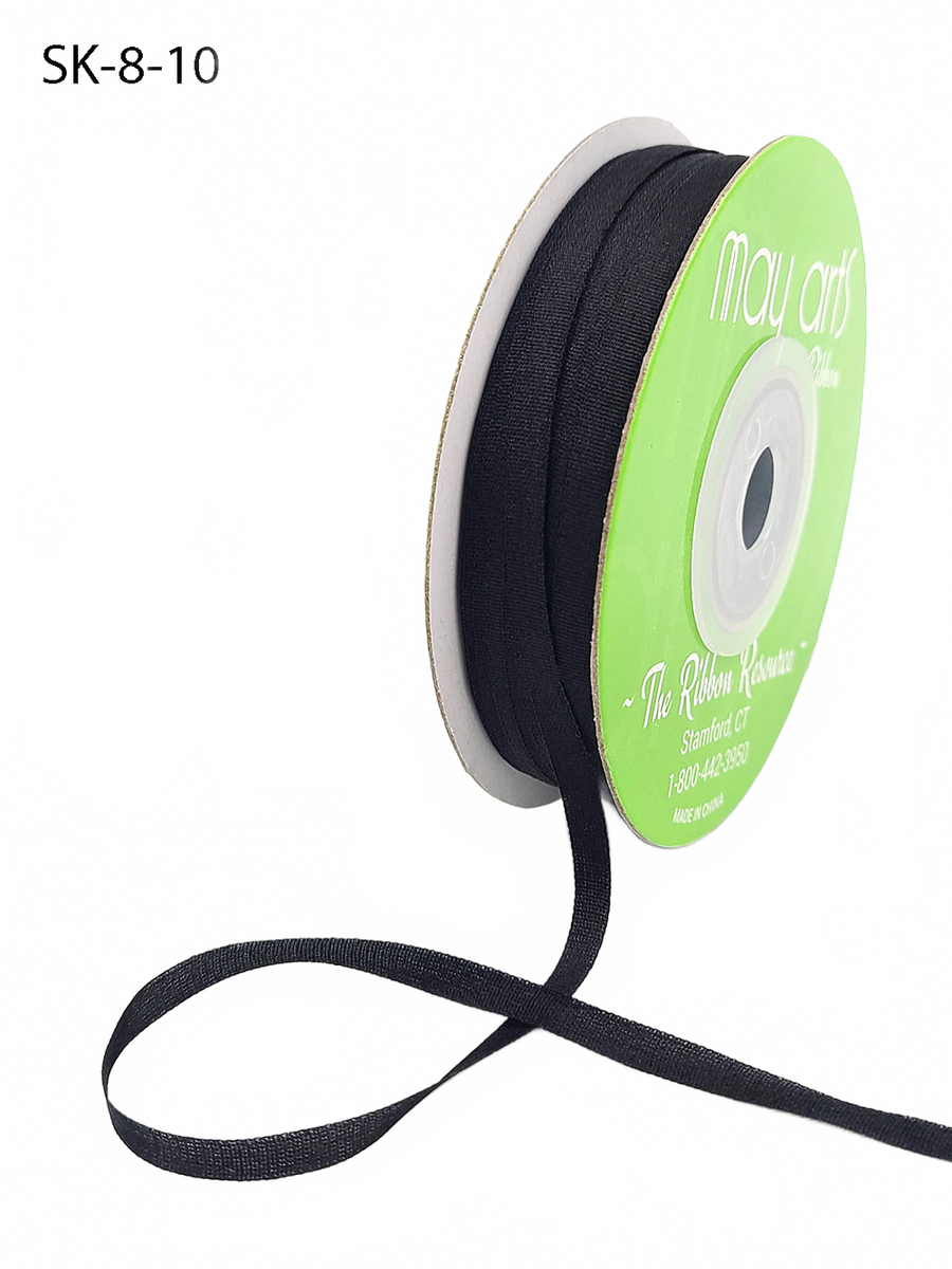 1/8 Inch 100% Hand-Dyed Black Silk Ribbon With Woven Edge