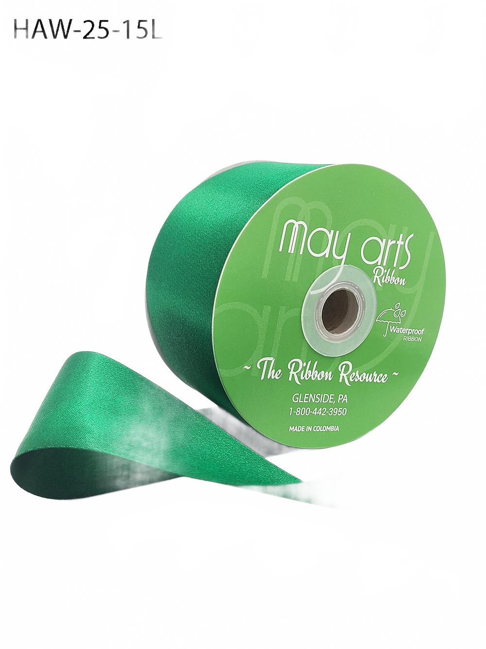 ~2.5 Inch Waterproof And Weather Resistant Luster Double Faced Green Satin Ribbon With Woven Edge