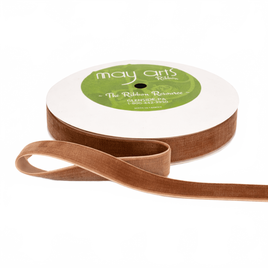 3/4 Inch Classic Antique Gold Velvet Ribbon With Woven Edge