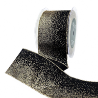 2.5 Inch Taffeta Fading Glitter Ribbon With Black Metallic Wired Edge