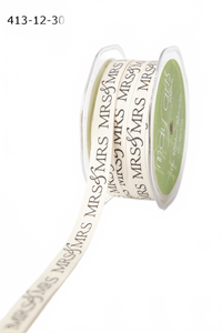 1/2 Ivory Canvas Printed Wedding Ribbon With Woven Edge