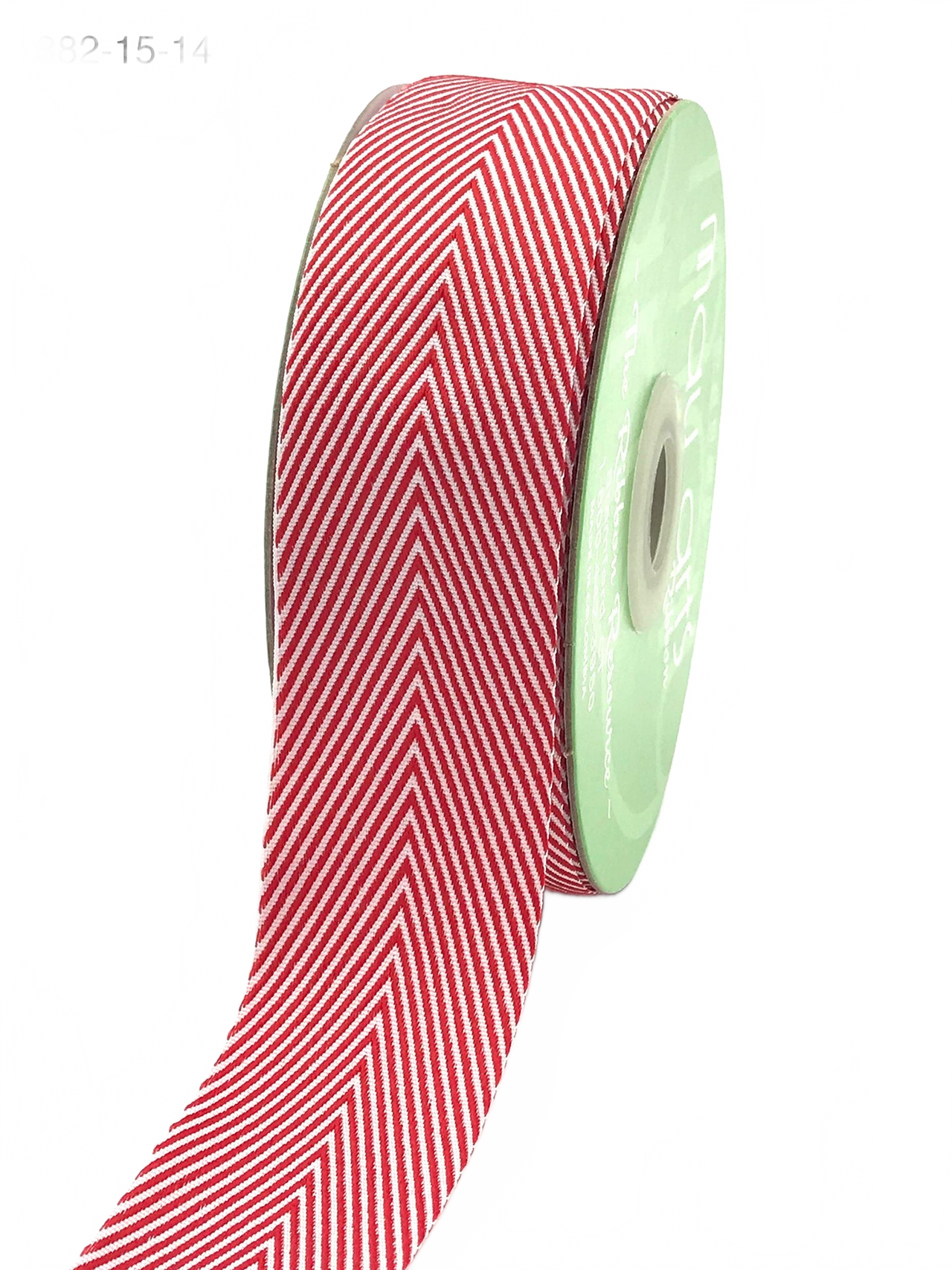 1.5 Inch Red Twill Chevron Stripe Ribbon With Woven Edge