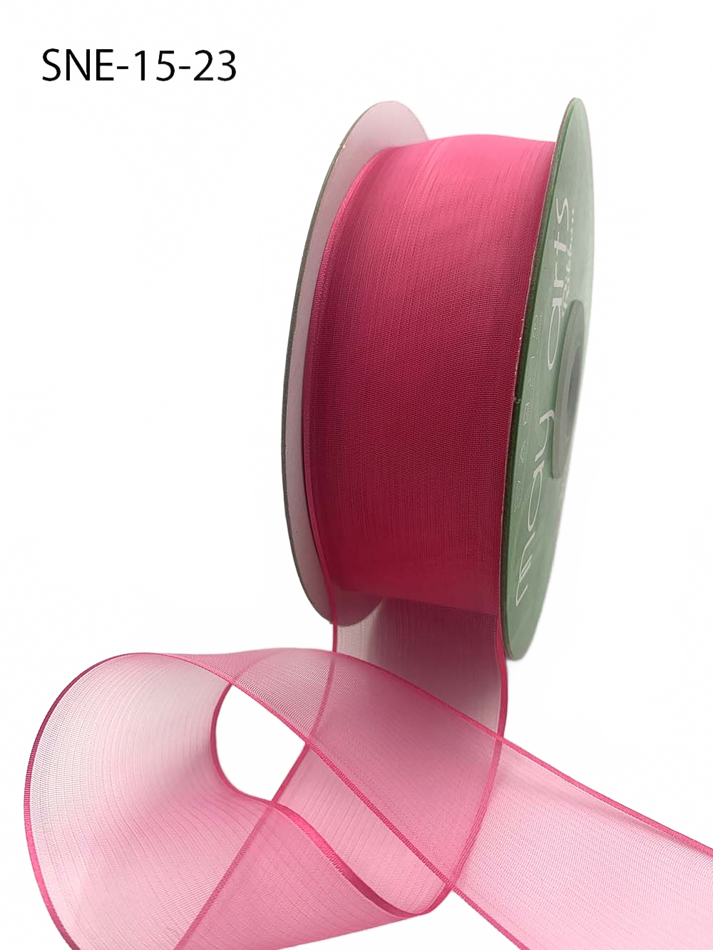 1.5 Inch Soft Light Fuchsia Sheer Ribbon With Thin Solid Edge