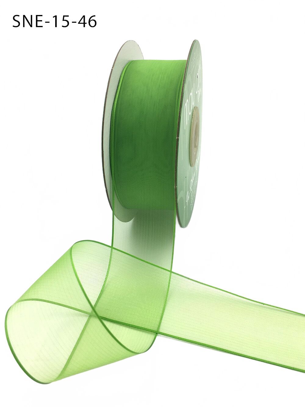 1.5 Inch Soft Parrot Green Sheer Ribbon With Thin Solid Edge