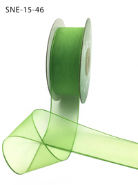 1.5 Inch Soft Parrot Green Sheer Ribbon With Thin Solid Edge