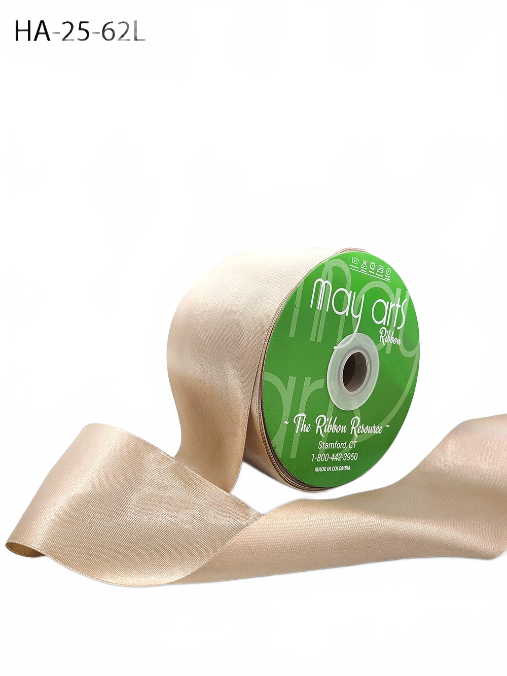 2.5 Inch Classic Double Faced Nude Champagne Satin Ribbon With Woven Edge