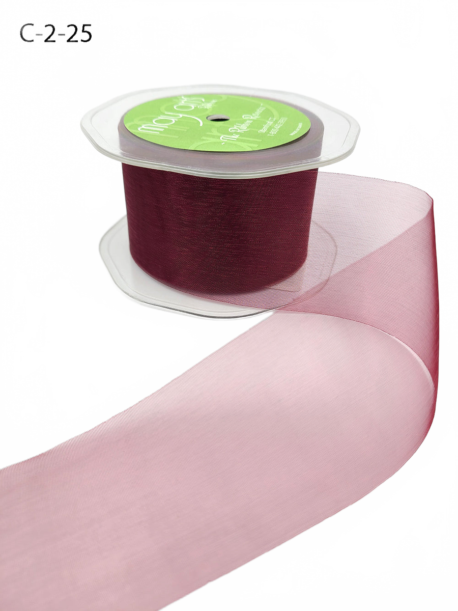 2 Inch Soft Shimmer Marsala Organza Ribbon