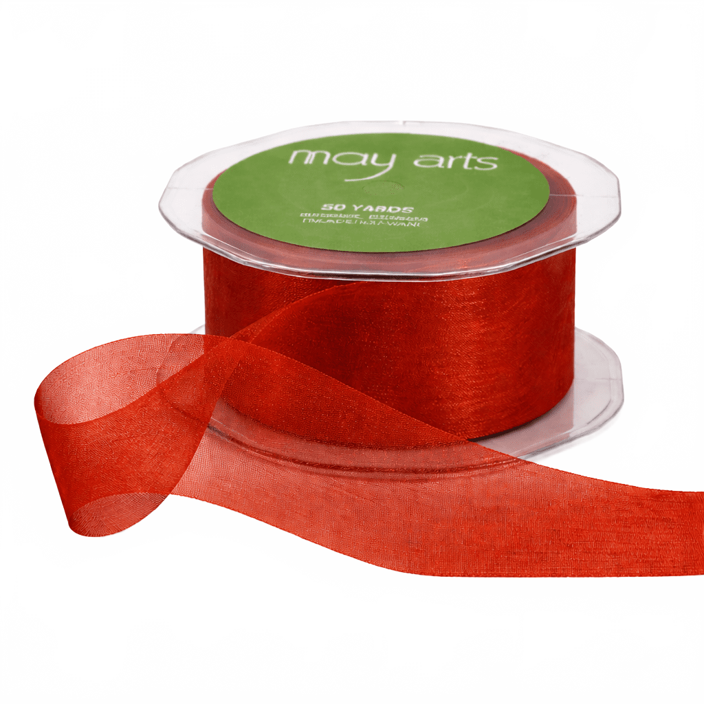 1.5 Inch Soft Shimmer Bittersweet Sheer Ribbon With Cut Edge