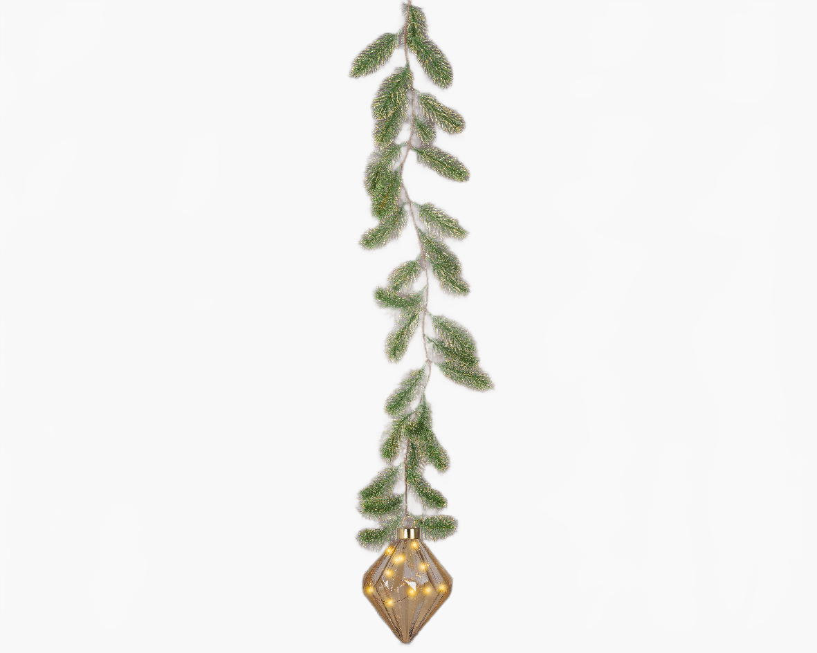8" Micro LED Amber Diamond Ornament Battery Operated