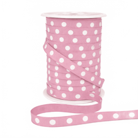 3/8 Inch Mauve Grosgrain White Center Dot Ribbon With Woven Edge