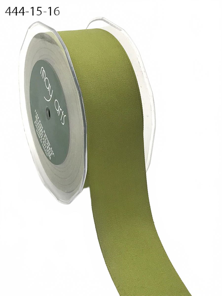 1.5 Inch Faux Lightweight Olive Linen Ribbon With Woven Edge