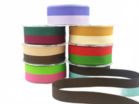 1.5 Inch Two-Band Two-Color Brown/Light Brown Grosgrain Ribbon With Woven Edge
