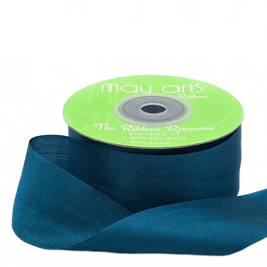 1.25 Inch 100% Hand-Dyed Shaded Spruce Silk Ribbon With Woven Edge