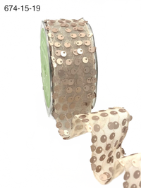 1.5 Inch Sequin Tulle Champagne Ribbon With Wired Edge