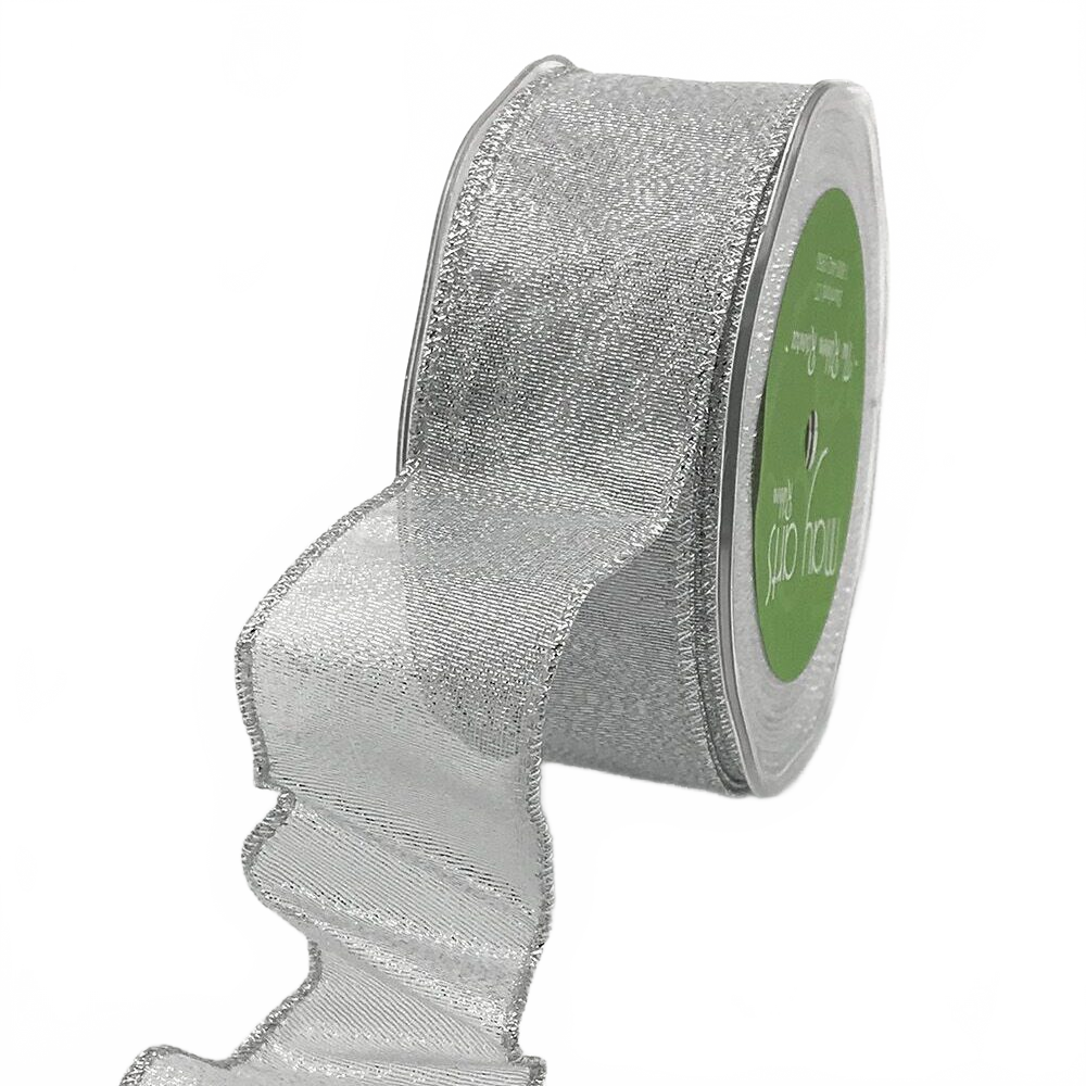 1.5 Inch Metallic Silver Ribbon